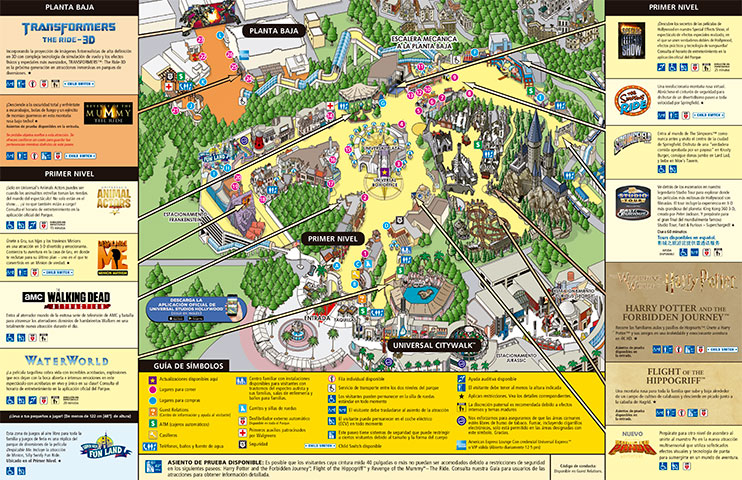 Mapa del parque Universal Studios Hollywood (Los Ángeles)