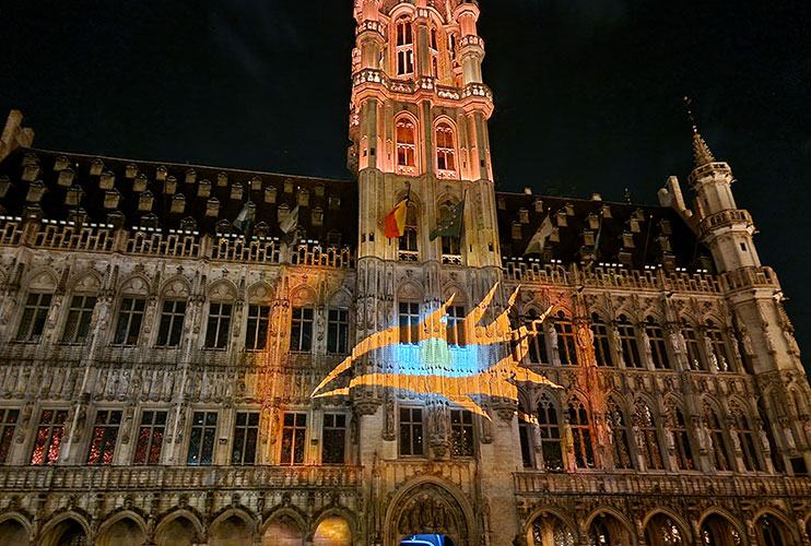 Mapping navidad Grand Place Bruselas