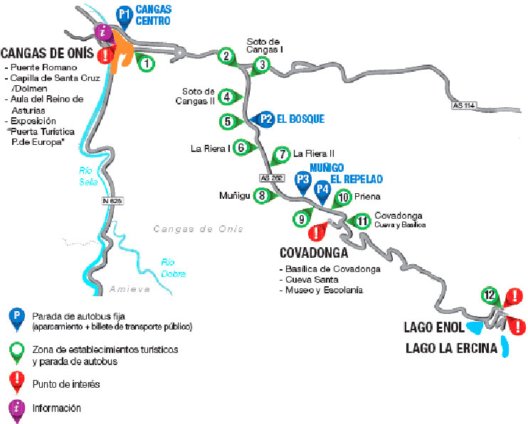 Aparcamientos en los Lagos de Covadonga
