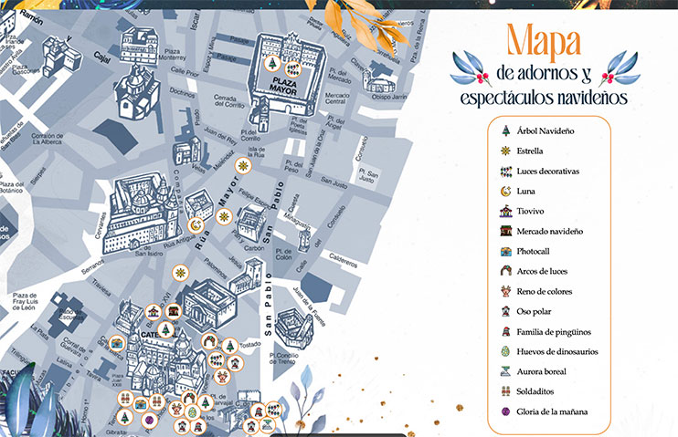 Mapa de los lugares navideños de Salamanca